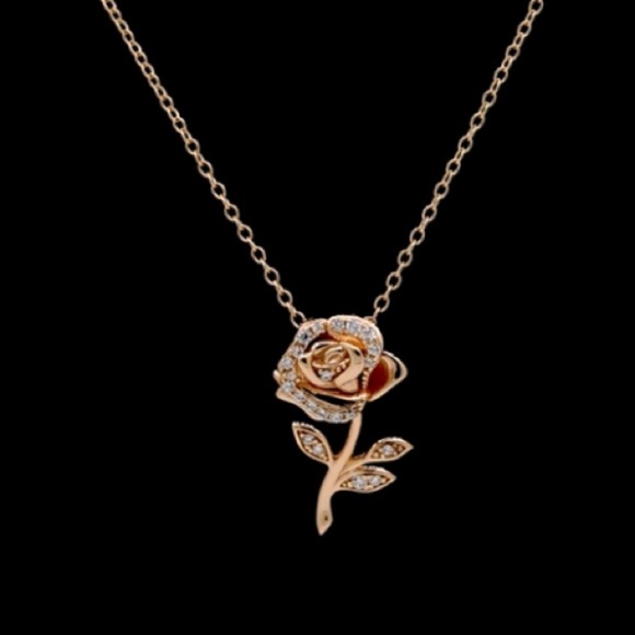 Disney Belle Enchanted Rose Beauty Beast Necklace - Picture 2 of 11